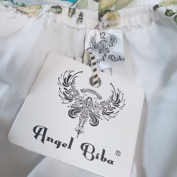 Angel Biba Tropical Leaves Print Halter Mini Dress Sz 12 Backless Open Back - Picture 6 of 6